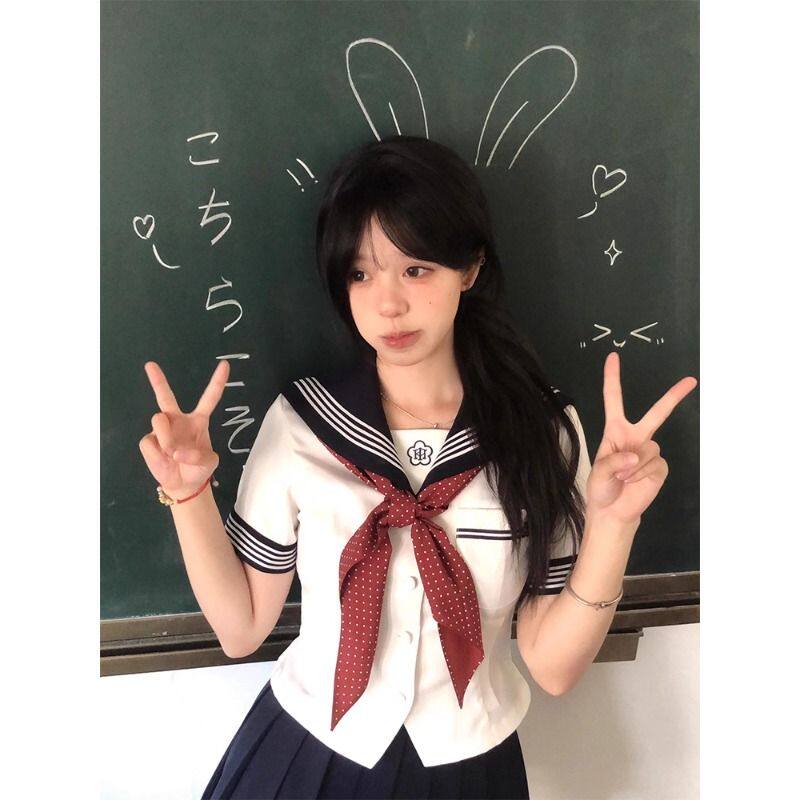【水玉】日系JK制服 单条红色三角巾 单领巾链接