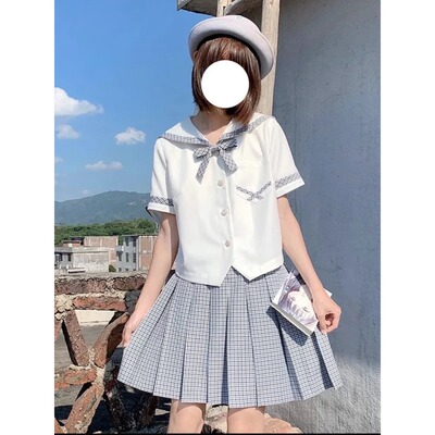 澜岛中夏季日系JK制服水手服短袖夏服格裙学院风套装夏百褶裙