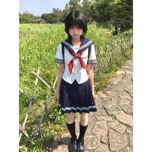 【水玉夏服】夏季日系JK制服水手服校供感学院风短袖上衣百褶裙女