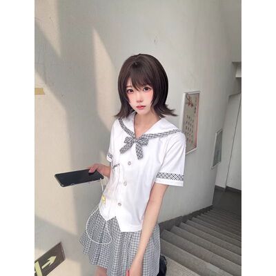 澜岛中夏季日系JK制服水手服短袖夏服格裙学院风套装夏百褶裙