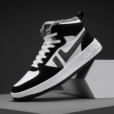 7号仓库 新款男鞋冬季休闲板鞋空军高帮一号保暖加绒防滑运动跑鞋