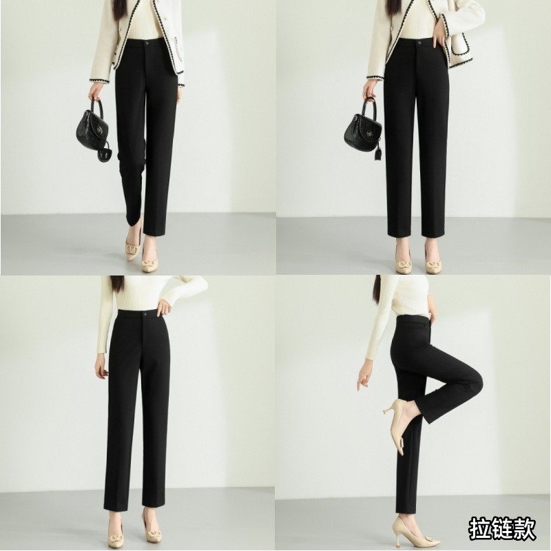 希俪衣都黑色高弹力显瘦烟管裤