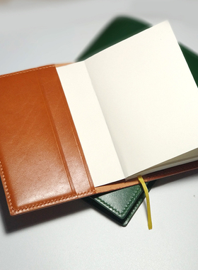 仓末手工缝制植鞣牛皮手账定页款记事本活页真皮日记本HOBO书衣