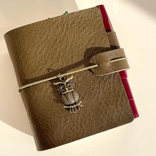 仓末头层牛皮A9活页夹笔记本迷你真皮本mbox皮料三孔活页本手账本