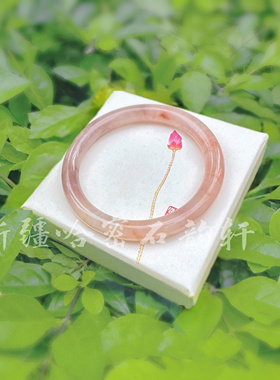 【桃花酿】石韵轩天然金丝玉手镯桃红桂花糕樱花粉仙气细圆条少女