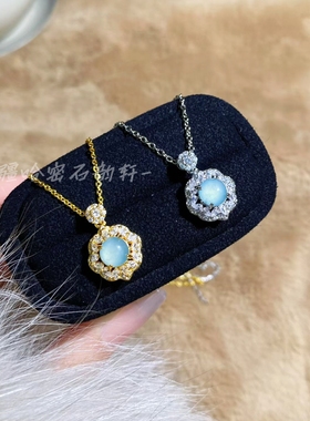 蓝水翡翠冰种锁骨链新中式礼盒