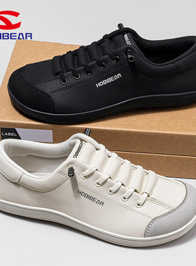 HOBIBEAR春秋宽头鞋男鞋pu革面赤脚鞋运动鞋一脚蹬休闲日常健步