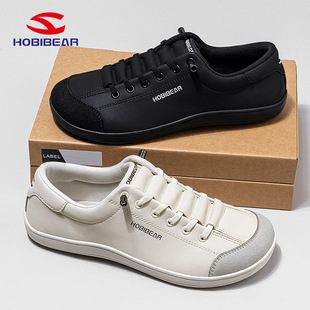HOBIBEAR春秋宽头鞋男鞋pu革面赤脚鞋运动鞋一脚蹬休闲日常健步