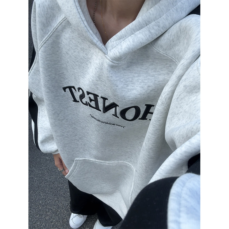 小青少年连帽卫衣男尼妮家休闲拼色刺绣外套街头嘻哈潮流力上衣服