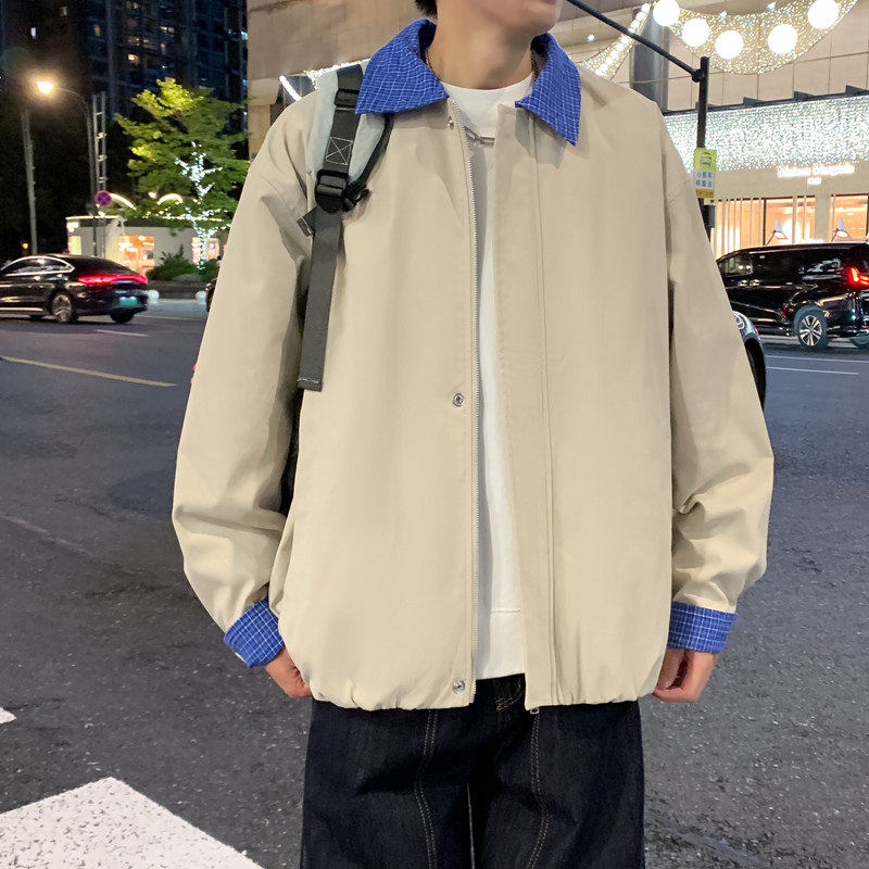 小青少年老钱风夹克泥家翻领外套男妮力港风恰克上衣街头嘻哈潮流
