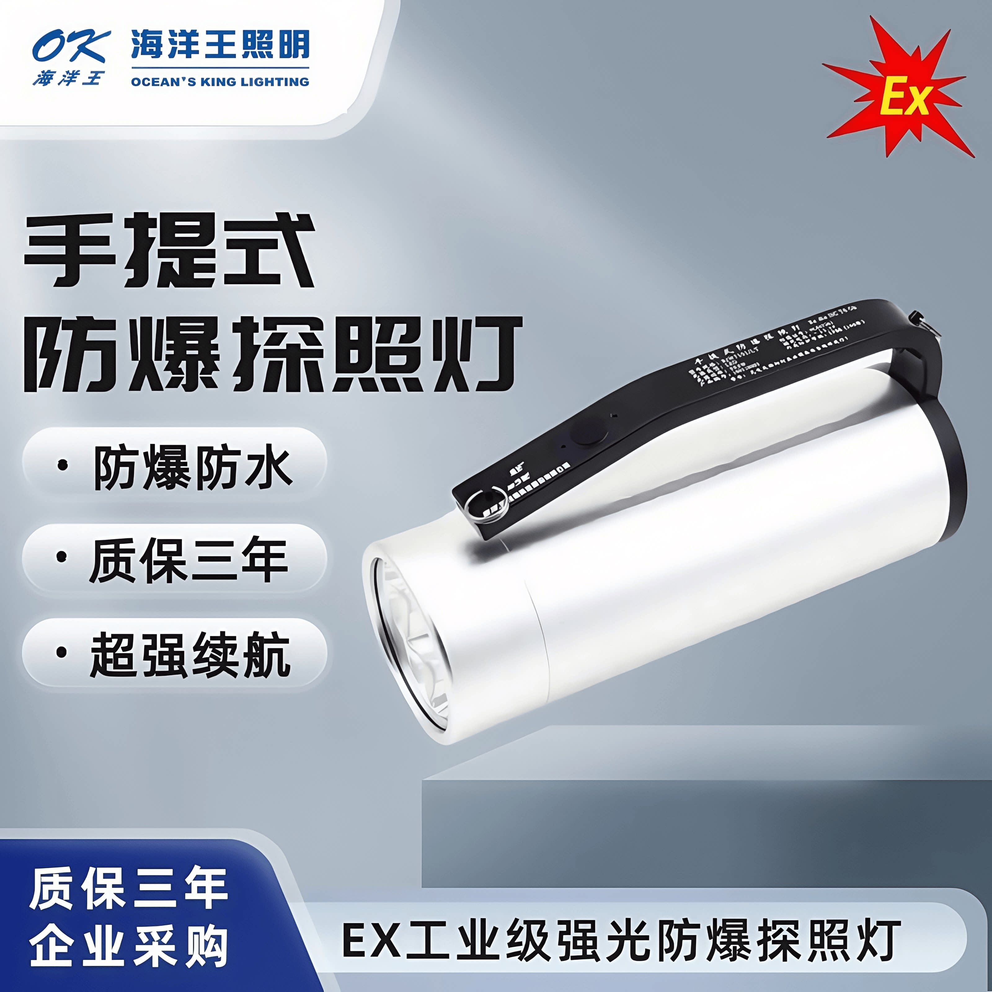 海洋王强光防爆探照灯RJW7102A手提式电筒可充电式大功率RJW7101