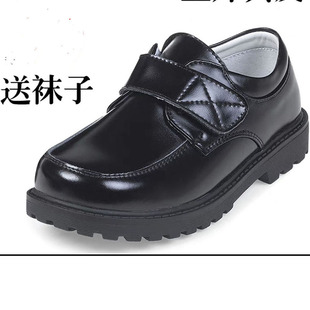 中小学男生黑色皮鞋真皮英伦圆头皮鞋柔软不是莎臣豹大码大童鞋