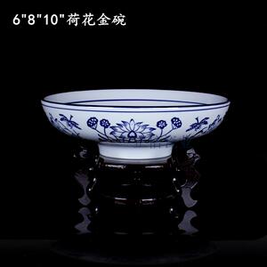 包邮酒店青花瓷餐具荷花金碗小面侠荷款蒸菜碗面碗汤碗川味面碗