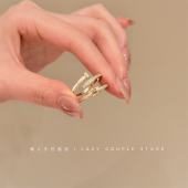 轻奢贝母钉子戒指女小众设计高级感精致素圈叠戴指环2025年爆款 潮