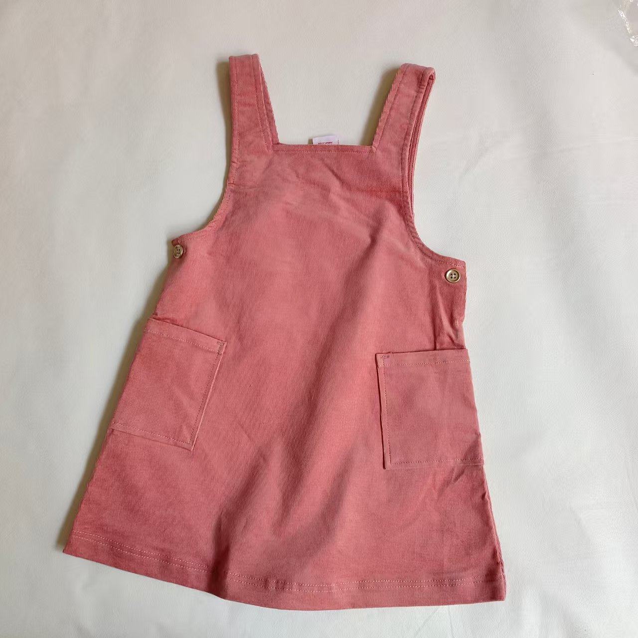 欧美系女童秋冬条绒背心式连衣裙4-8岁背心裙