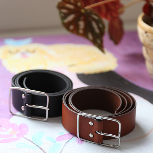女士复牛皮铜扣百搭简约皮带