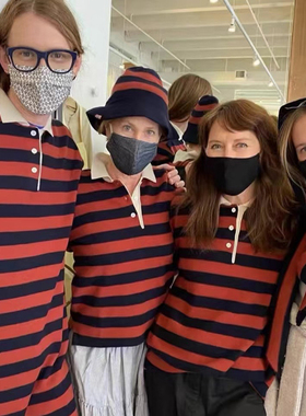 大爱翻单阿姆斯特丹Extreme Cashmere羊毛羊绒宽松POLO领条纹毛衣