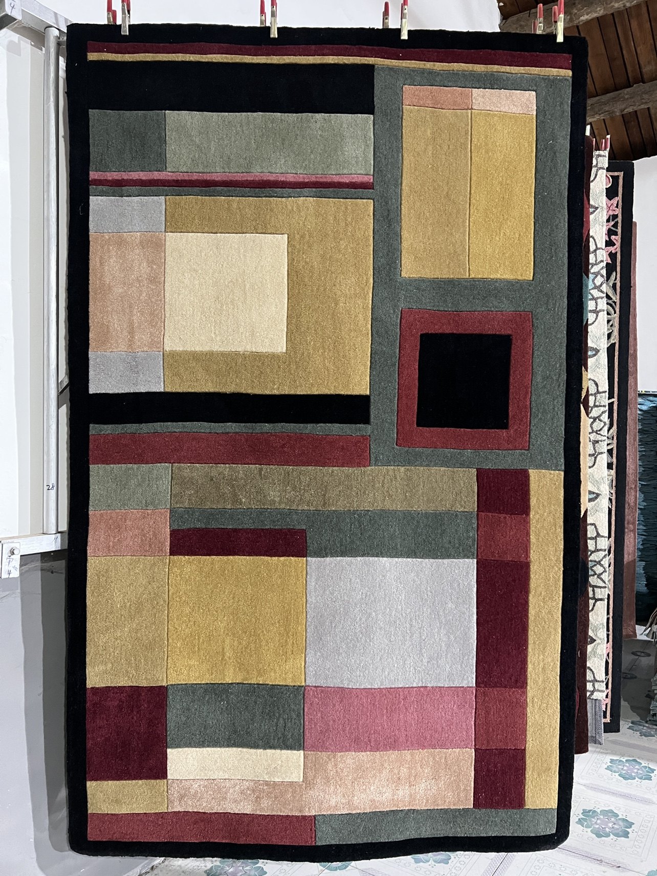 出口美式手工地毯地垫240*150高针柔软家用客厅卧室书房简约几何,居家布艺,地毯,淘宝优惠券,粉丝福利购,淘宝优惠卷