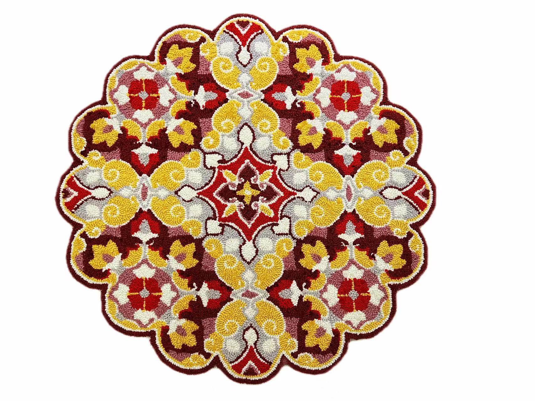 出口美式手工地毯地垫90cm圆形家用书房化妆凳转椅穿衣镜轻奢复古,居家布艺,地毯,淘宝优惠券,粉丝福利购,淘宝优惠卷