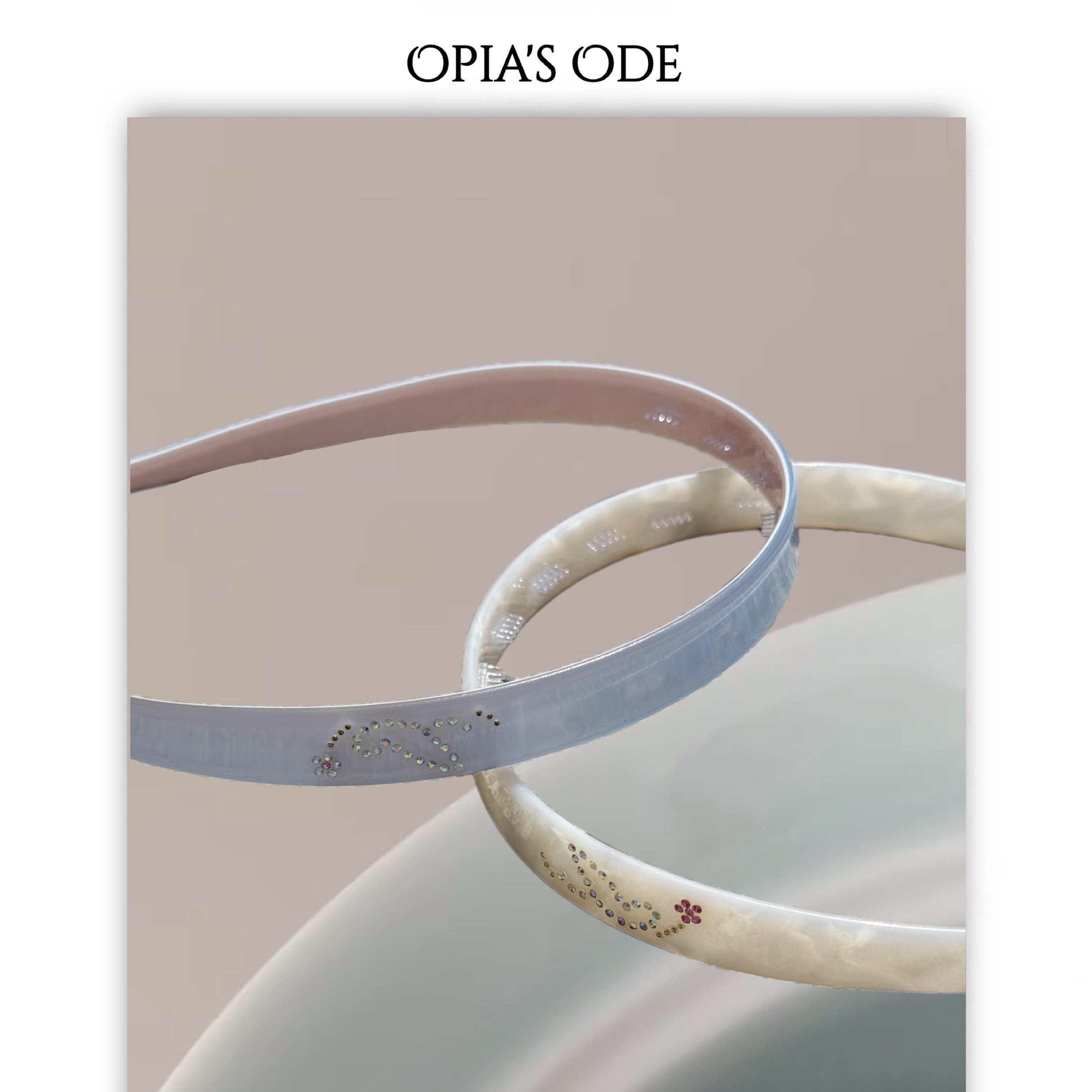 Opia Ode 40根小齿！原创设计手工钻石曲线爱心醋酸头发箍高颅顶图片