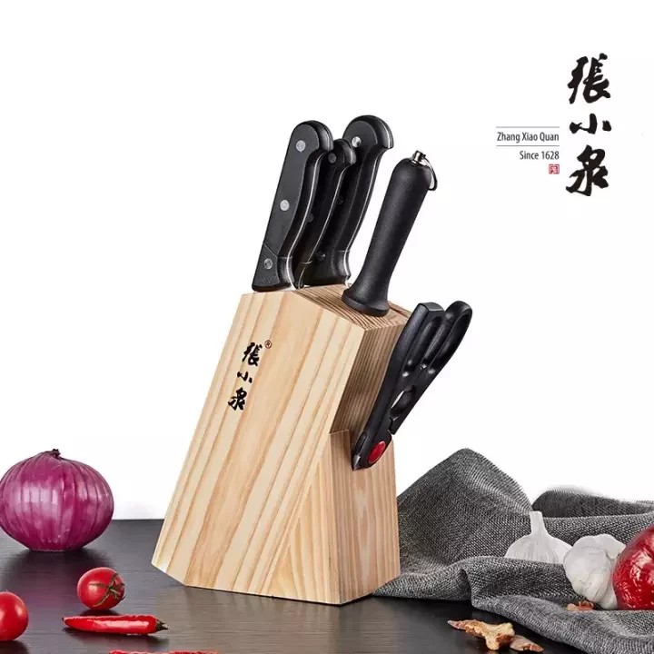 张小泉简易套刀家用套刀六件套 家用菜刀厨房剪刀磨刀棒小厨刀