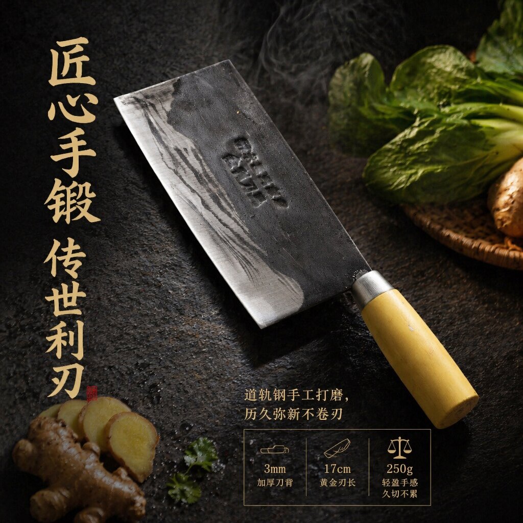 家用小铁菜刀纯手工铁刀切肉切菜切丝切片刀轻巧超锋