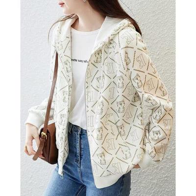 连帽外套女春秋季宽松印花卫衣