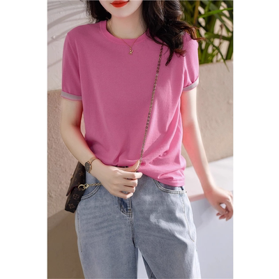 冰丝薄款针织短袖T恤上衣女