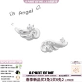 ME原创纯银耳钉养耳洞天使翅膀小众白色耳饰睡觉免摘 PART