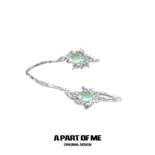 清爽潮流风 原创绿洲系列手镯绿猫眼石高级冷淡风中性手环