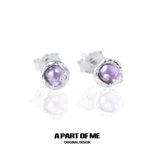 睡觉不用摘纯银小耳钉原创小众紫色mini耳饰甜酷养耳朵防过敏