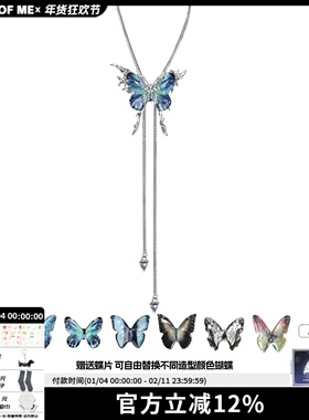 精致小号！可换蝶片原创小众蝴蝶抽拉项链高级感2024秋冬爆款新款