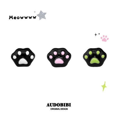 AUDOBIBI纯银养耳洞小猫爪耳钉