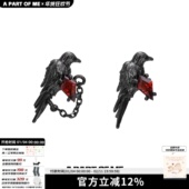 睡觉不用摘 原创设计纯银乌鸦耳钉小众高级感甜酷暗黑情侣耳饰