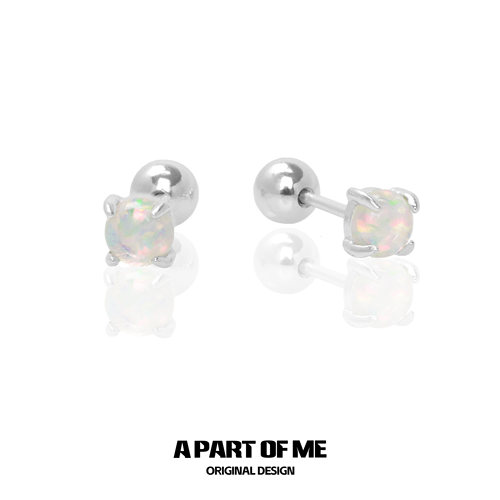 纯银欧泊球耳钉睡觉不用摘