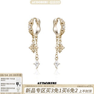 AUDOBIBI原创浅金色鸢尾花耳扣小众设计高级感复古轻奢耳环耳饰