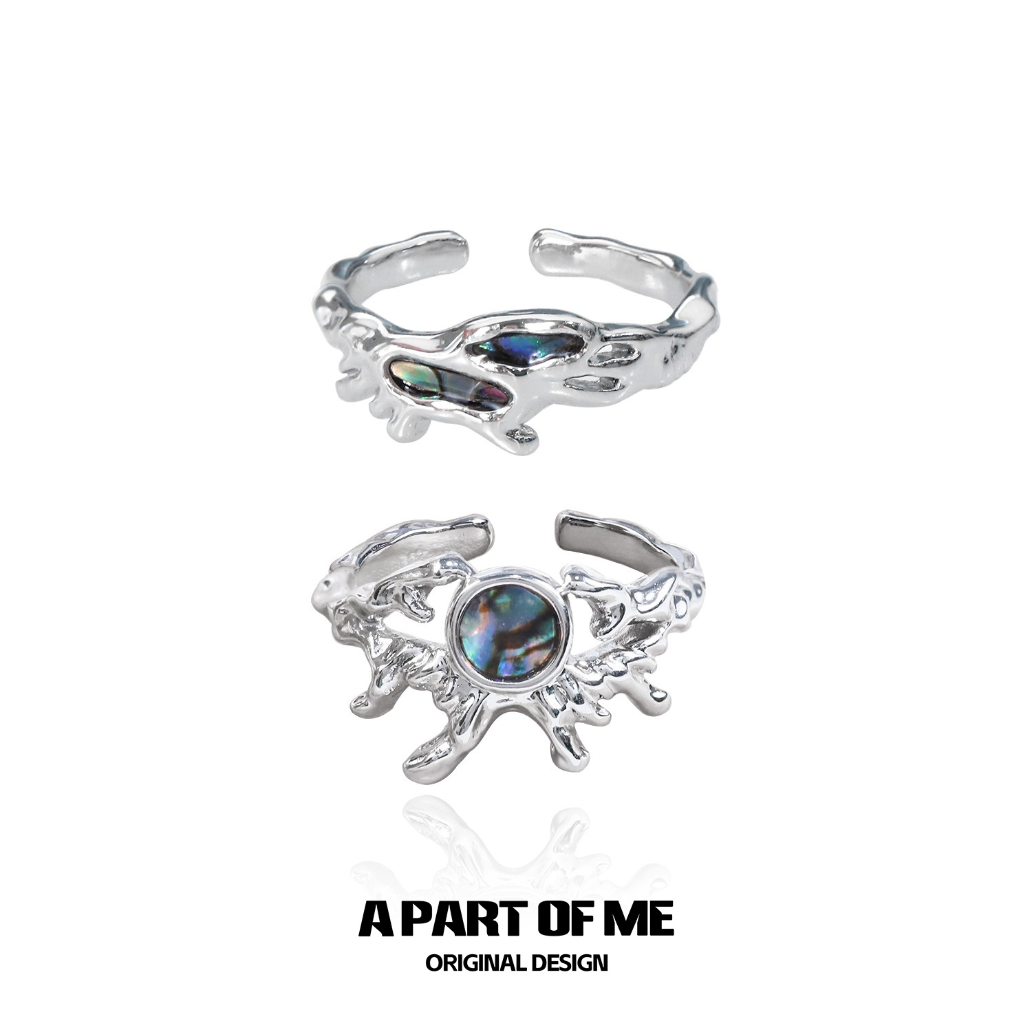 佩戴鲍鱼贝纯银原创戒指