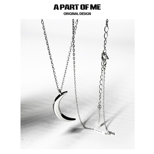 月光酣梦 925纯银小众设计月亮吊坠温柔冷淡风项链锁骨链女