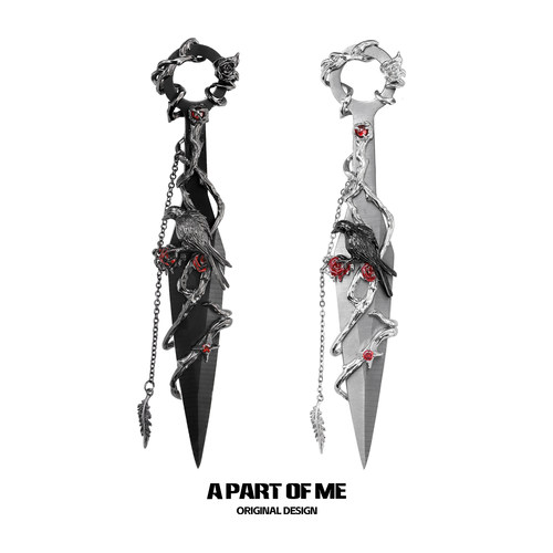 原创乌鸦手作刀小众设计玫瑰苦无刀拆快递防身小刀暗黑风送礼物