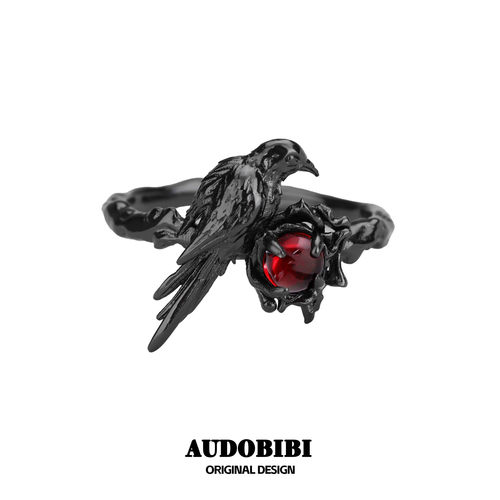 AUDOBIBI暗黑乌鸦戒指925纯银