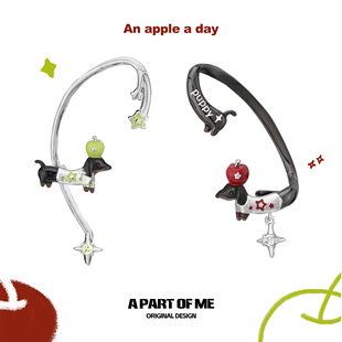 现货 耳饰 无耳洞腊肠狗苹果～原创耳挂耳骨夹小众设计高级感个性