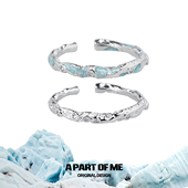 纯银不掉色 原创蓝色戒指破碎肌理感小众不规则高级闺蜜对戒