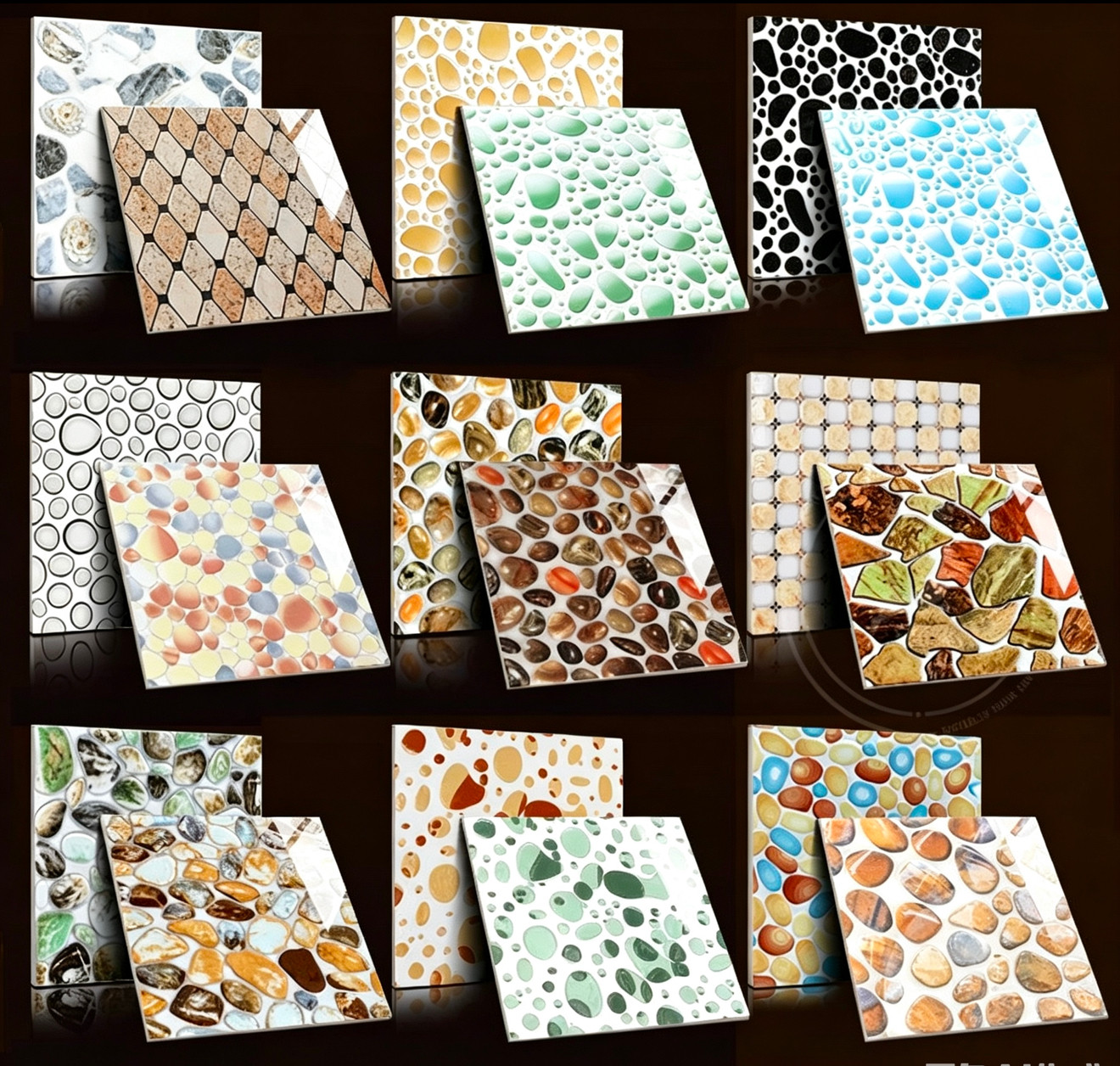 绿色鹅卵石抛晶砖300x300卫生间瓷砖客厅地板砖防滑厨卫砖地砖