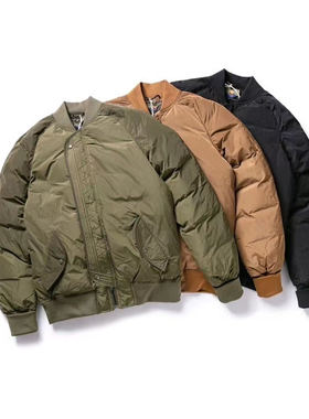 重磅厚实 美式空军MA1飞行员棒球夹克 保暖羽绒丝棉潮牌复古外套