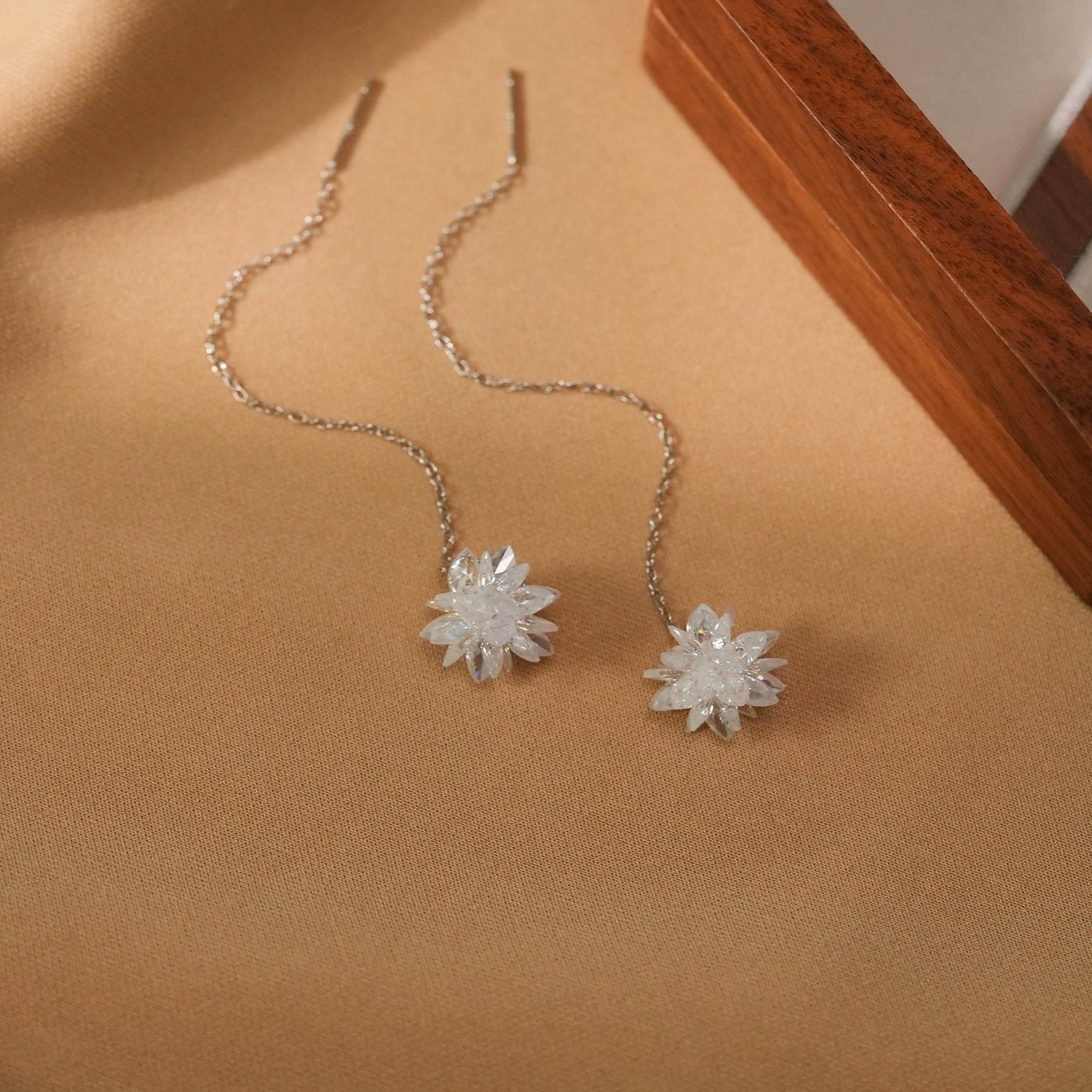 满天星冰花耳线长款气质甜美百搭时尚女款耳饰,饰品/流行首饰/时尚饰品新,银饰耳饰,淘宝优惠券,粉丝福利购,淘宝优惠卷