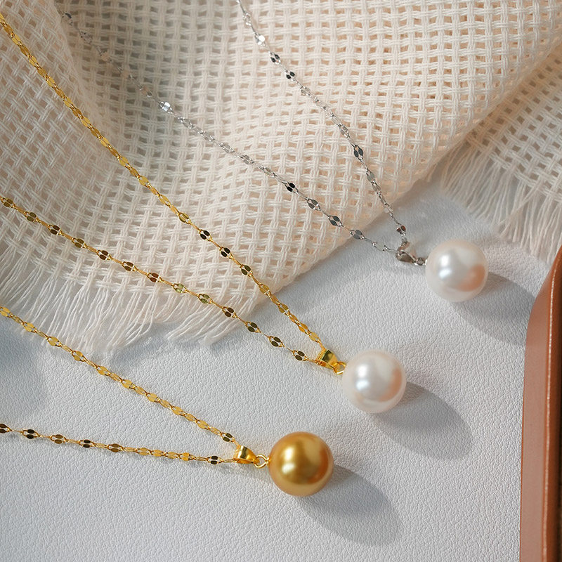 丽沁时尚爆闪嘴唇链经典珠珠吊坠气质纯银套链百搭个性潮流高级感