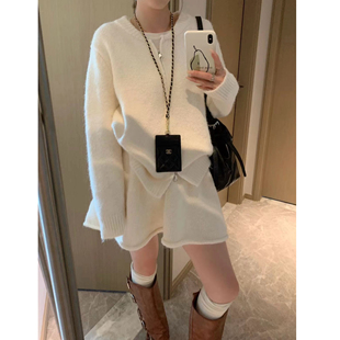女秋新款 双拉链毛衣短裙套装 格雷系 气质温柔两件套 香蕉派派