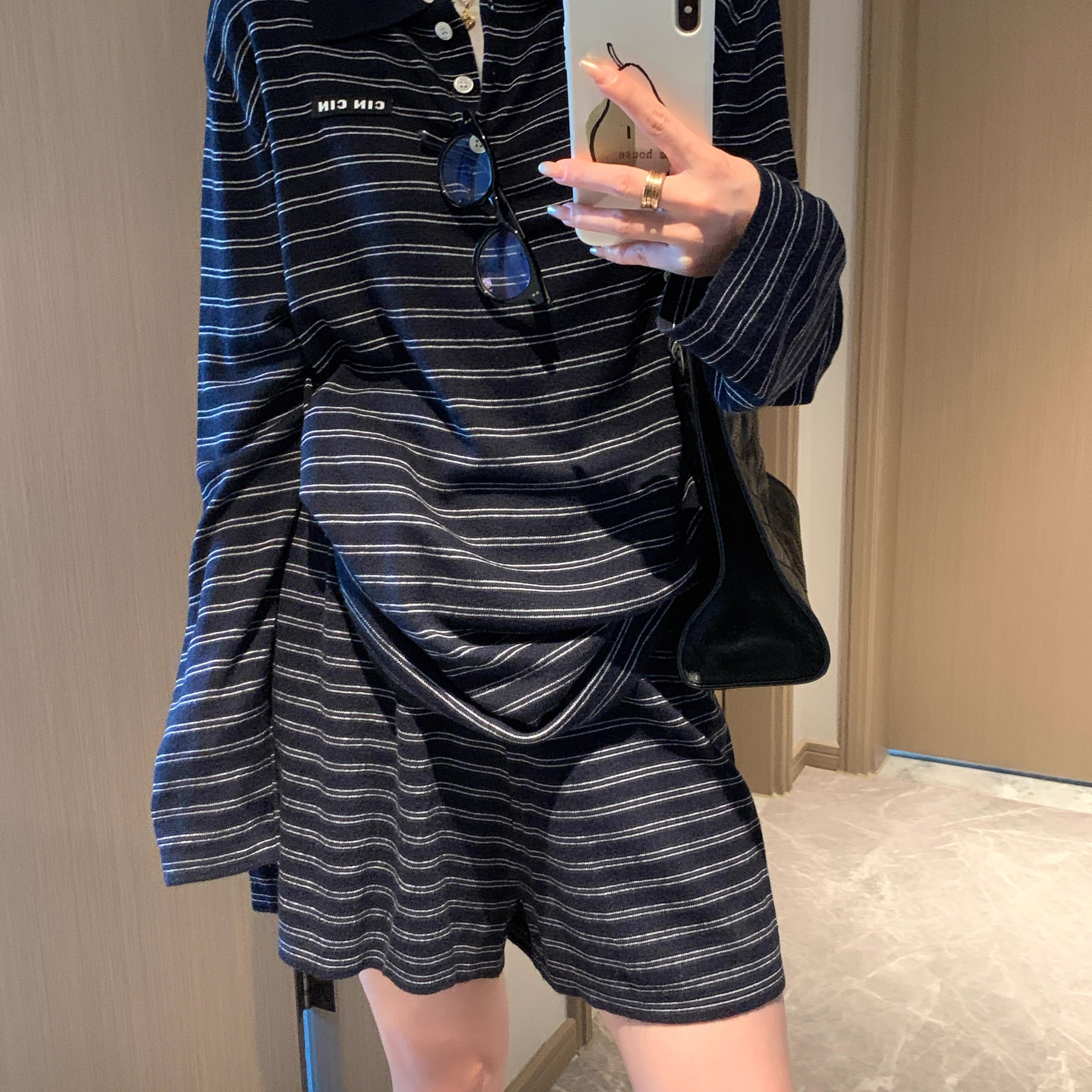 羊毛混纺miu系上衣短裤针织套装