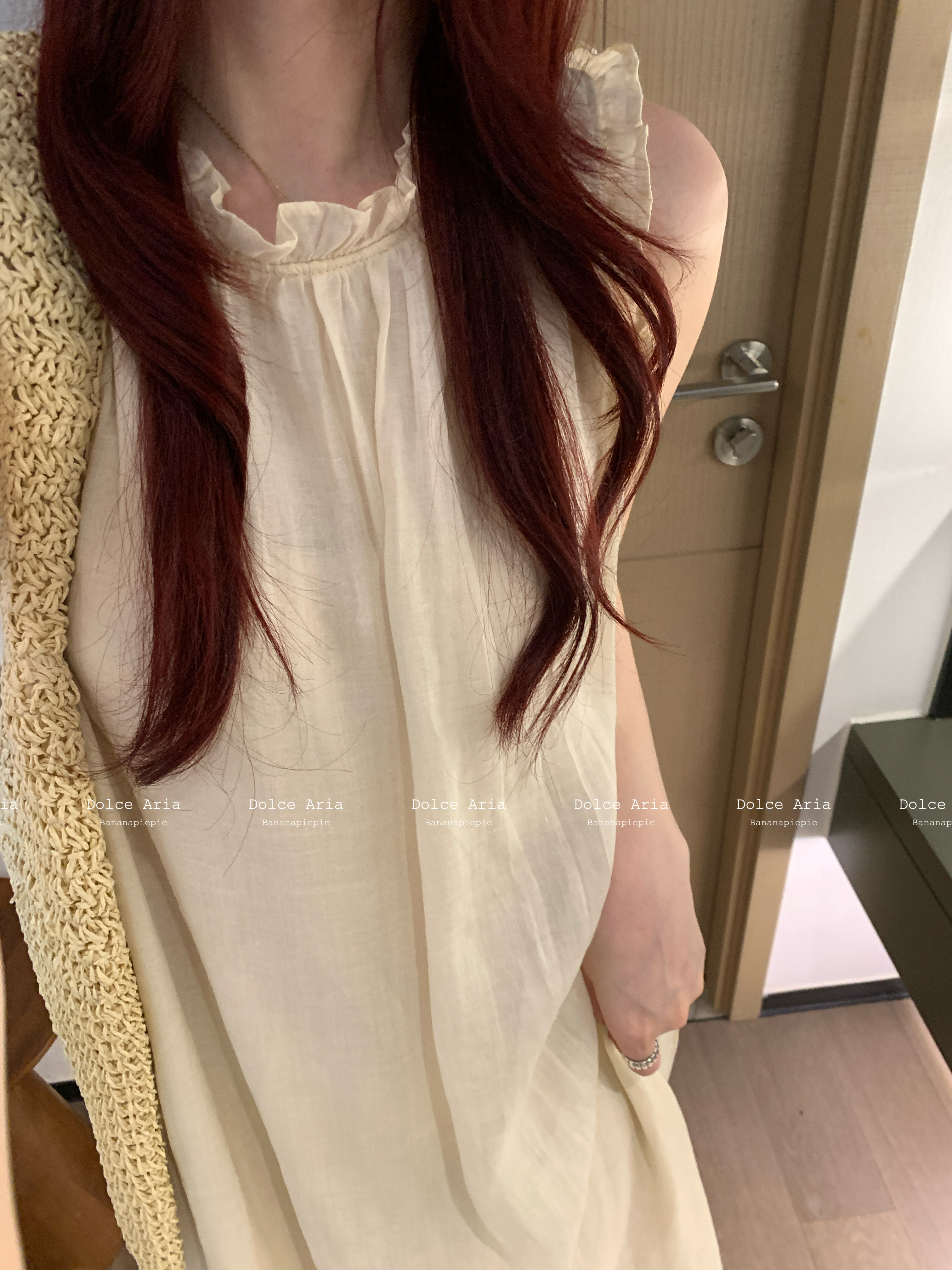 [香蕉派派]100%苎麻无袖连衣裙女夏2026新款宽松裙子