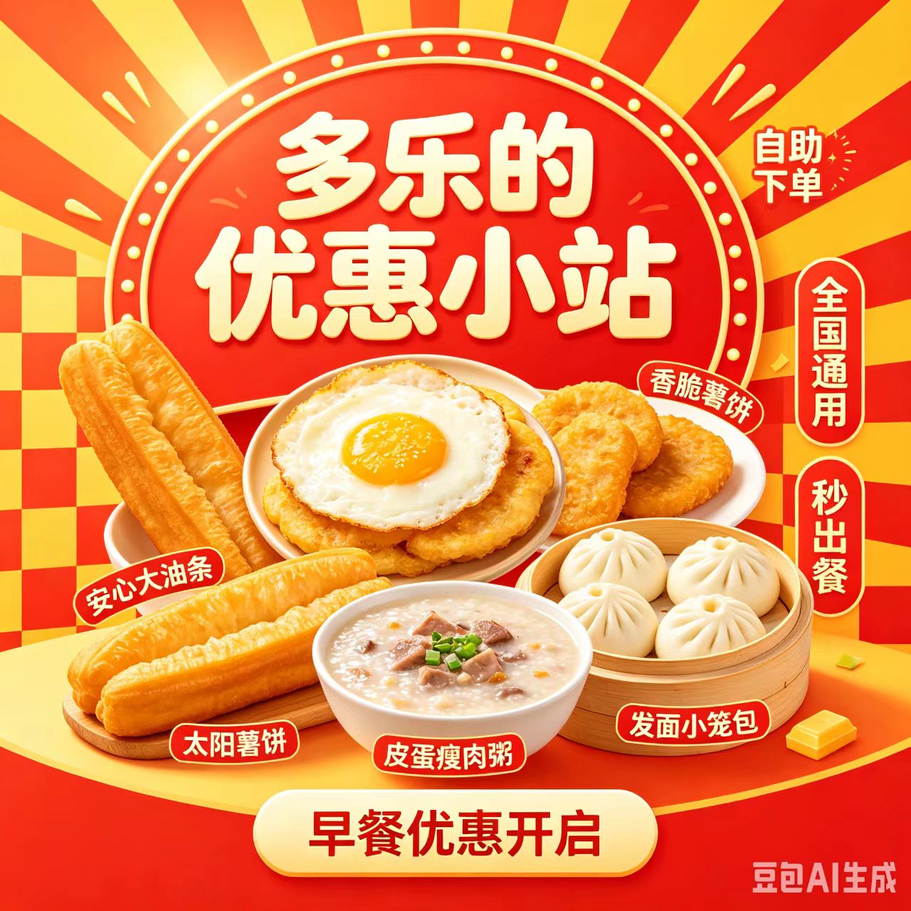 KFC肯德基优惠券太阳蛋安心油条小笼包皮蛋粥代下单全国通用秒出
